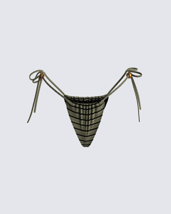 finesse Izzy Olive Stripe Bikini Bottom
