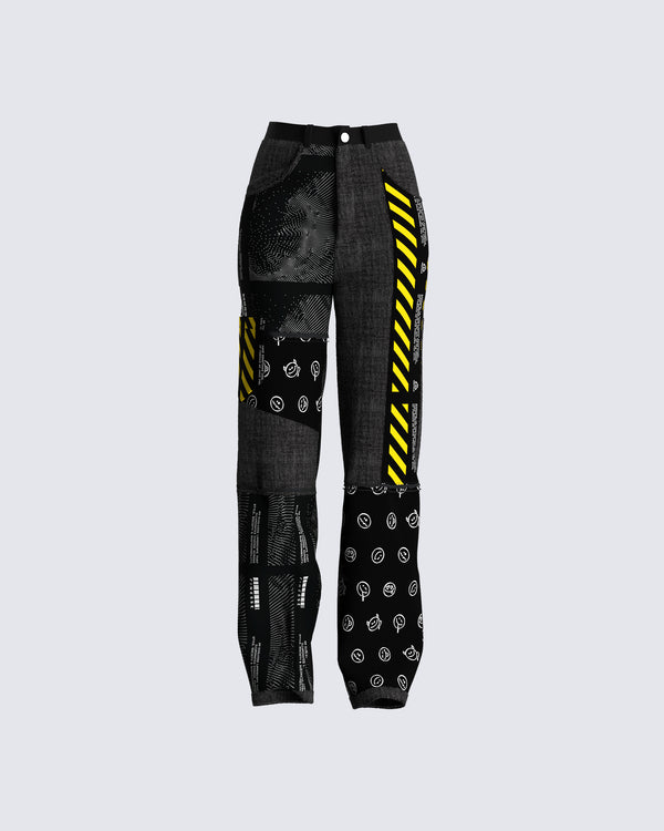 finesse Jacko Printed Patchwork Pants