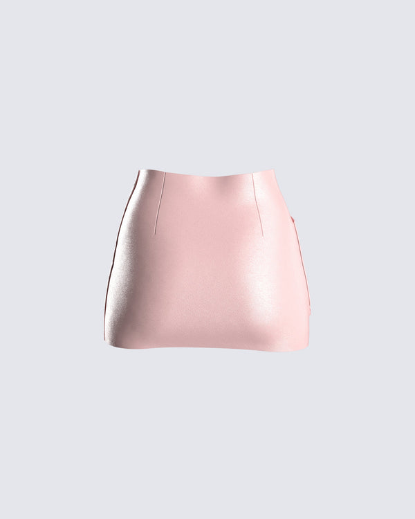 Finesse Jacque Pink Vegan Leather Skirt
