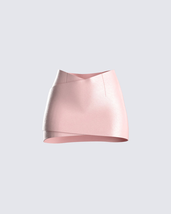 finesse Jacque Pink Vegan Leather Skirt