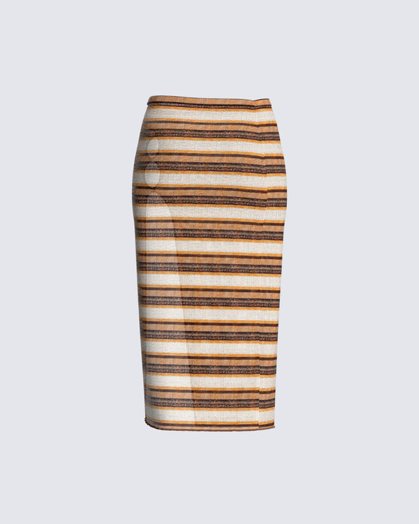 Finesse Jade Multi Stripe Sweater Skirt