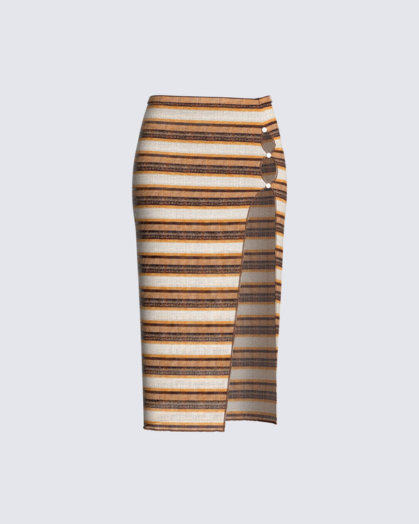 finesse Jade Multi Stripe Sweater Skirt