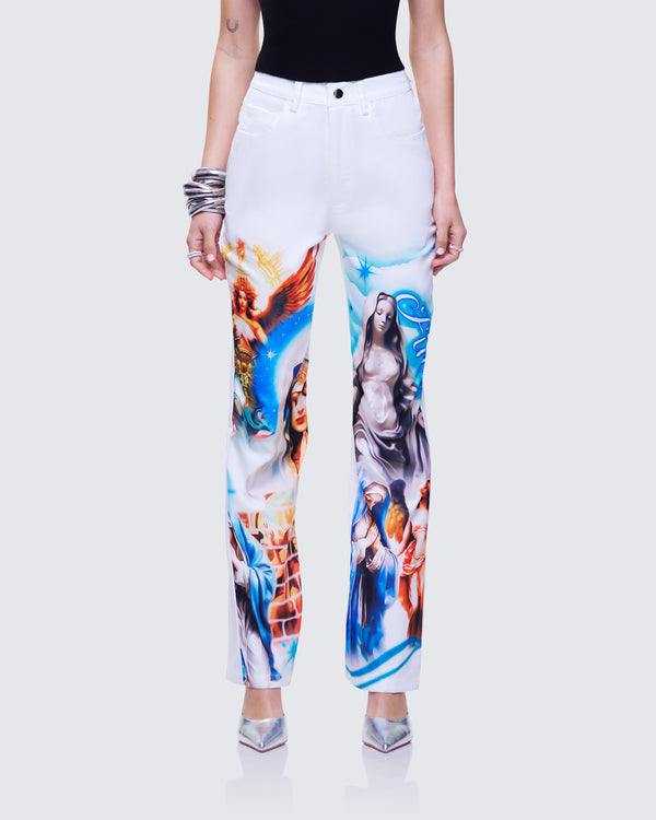 Finesse Jadyn Multi Deity Print Twill Pant