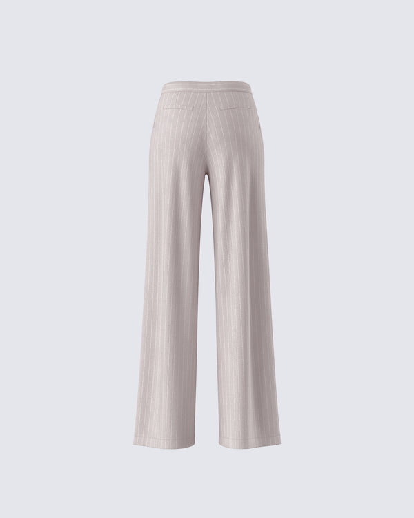 Finesse Jaelyn Beige Pinstripe Trouser