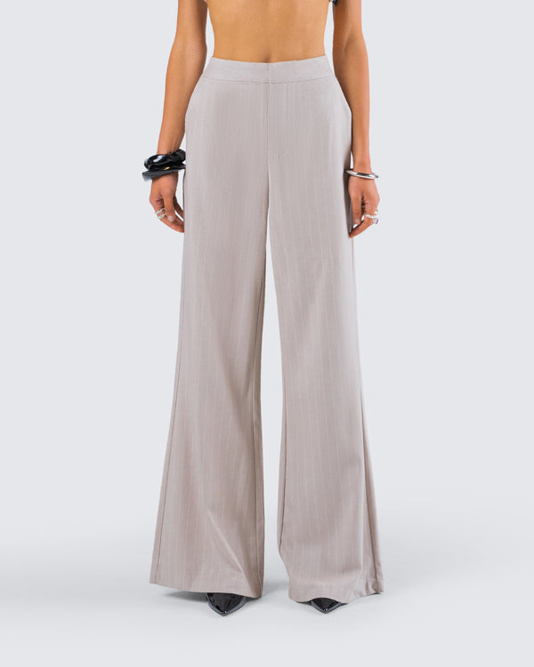 Finesse Jaelyn Beige Pinstripe Trouser