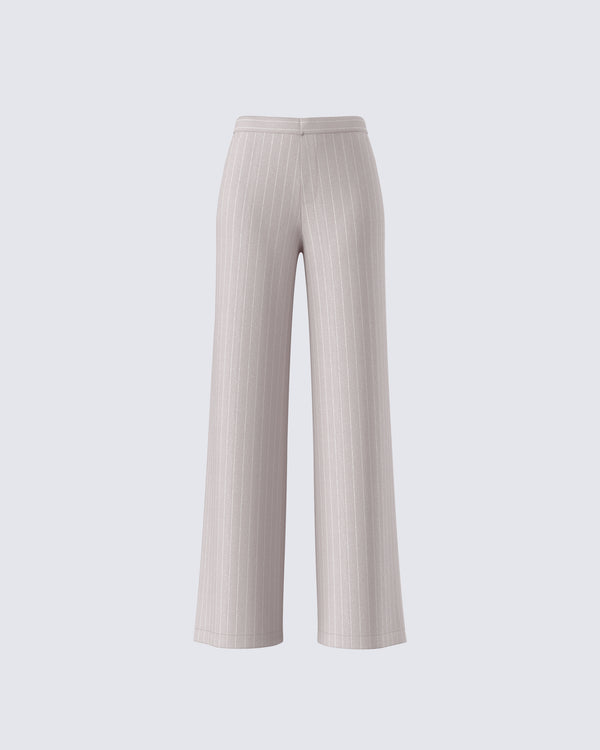 finesse Jaelyn Beige Pinstripe Trouser
