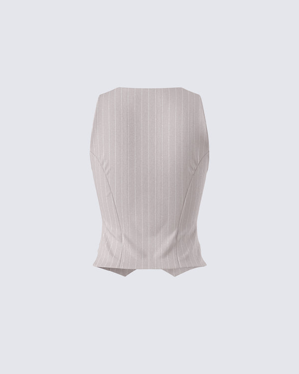 Finesse Jaelyn Beige Pinstripe Vest