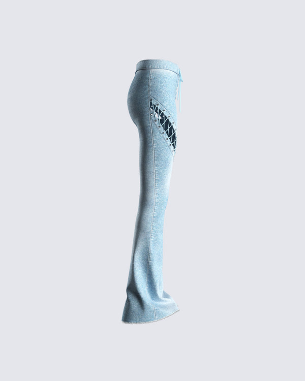 Finesse Jan Blue High Rise Laced Jeans