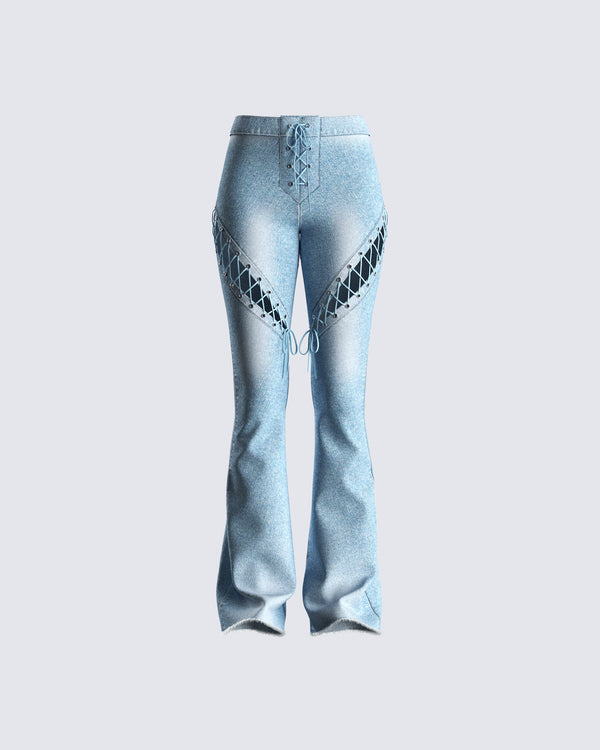 finesse Jan Blue High Rise Laced Jeans