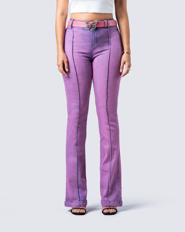 Finesse Janice Pink Mid Rise Flared Jean