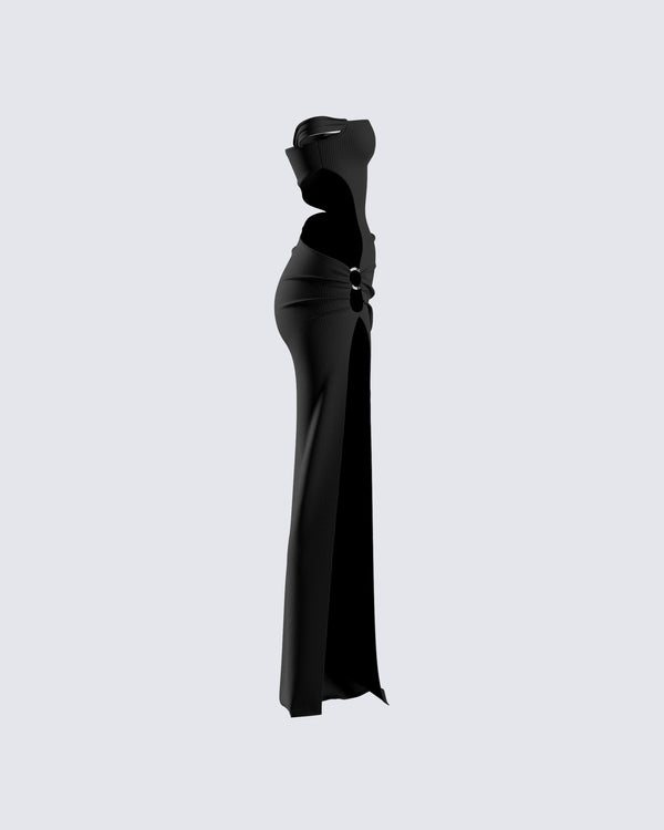 Finesse Janine Black Cut Out Maxi Dress