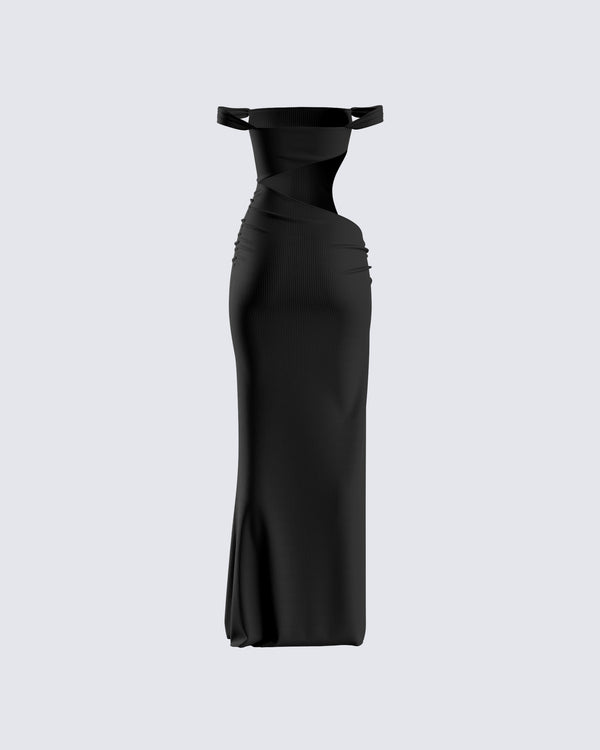 Finesse Janine Black Cut Out Maxi Dress