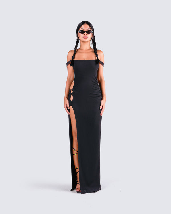Finesse Janine Black Cut Out Maxi Dress