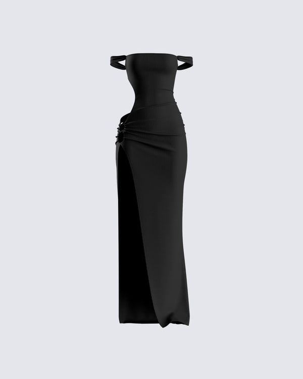 finesse Janine Black Cut Out Maxi Dress