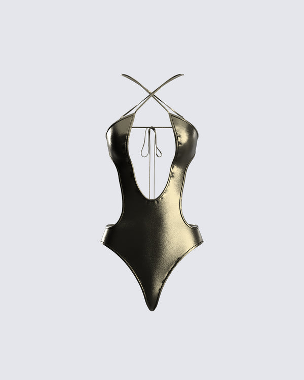 finesse Jarah Metallic Gunmetal One Piece