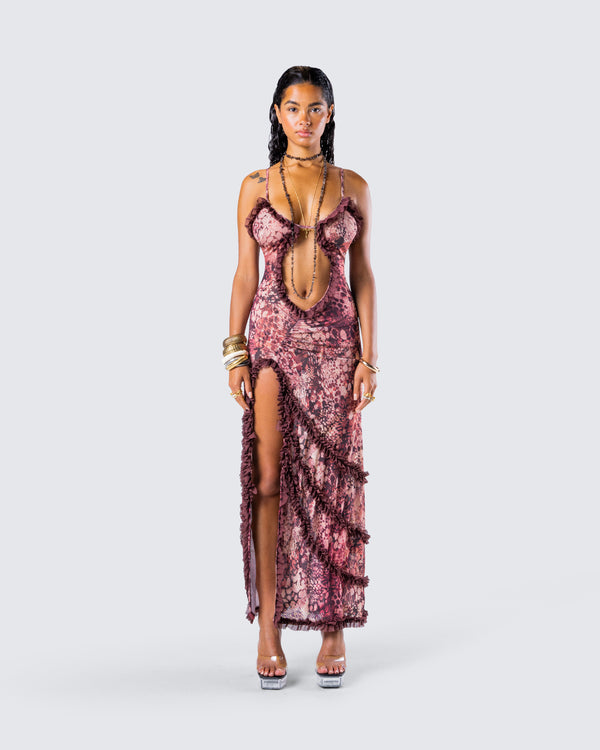 Finesse Javana Serpent Print Maxi Dress