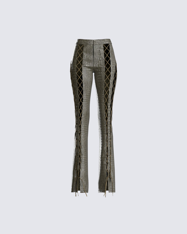 finesse Jax Olive Lace Up Pants