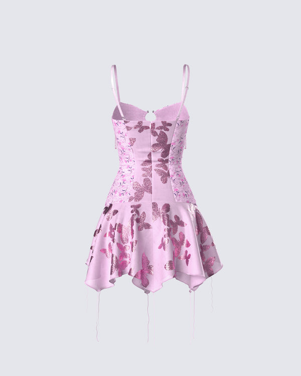 Finesse Jaxie Pink Lace Sequin Micro Mini Dress
