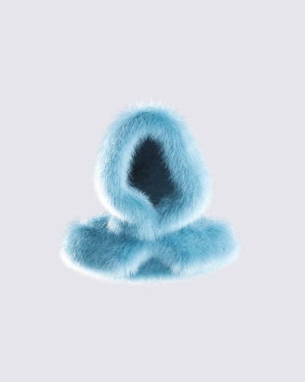finesse Jayden Aqua Fur Hood