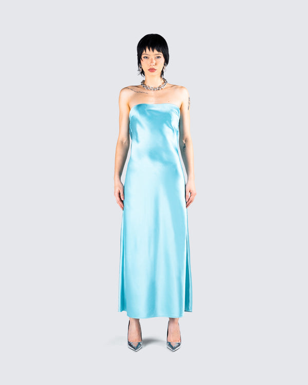 Finesse Jayden Aqua Strapless Dress