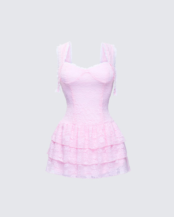 finesse Jayella Pink Lace Mini Dress