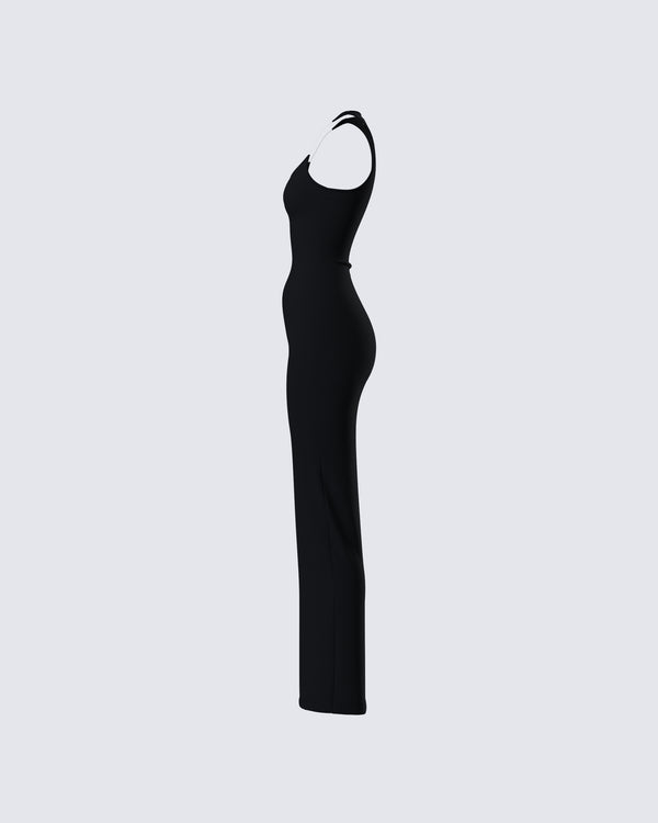 Finesse Jazlyn Black Invisible Strap Maxi Dress