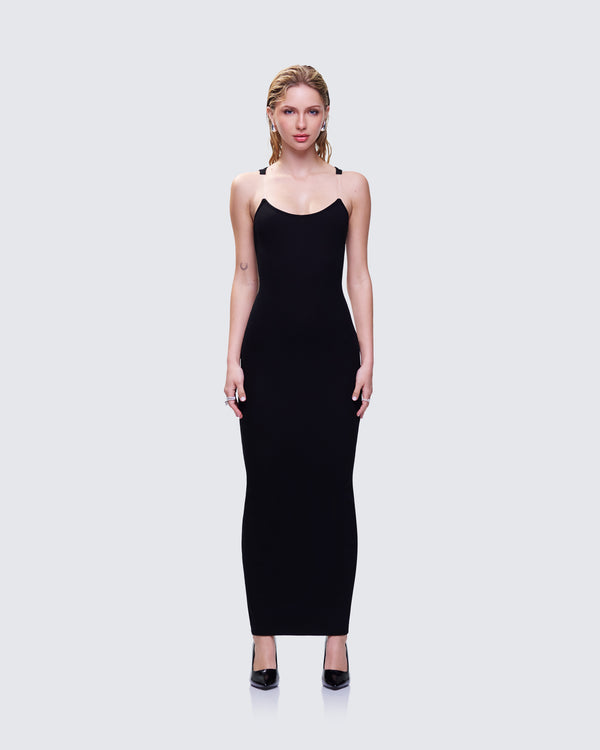 Finesse Jazlyn Black Invisible Strap Maxi Dress