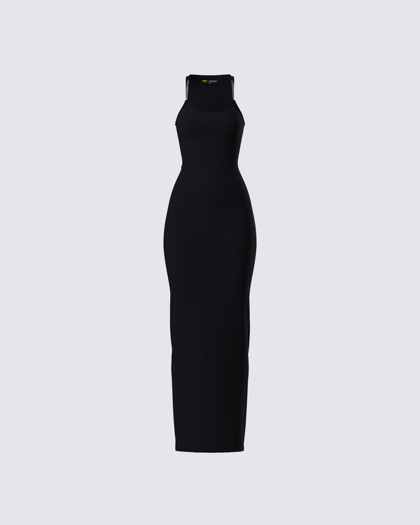 finesse Jazlyn Black Invisible Strap Maxi Dress
