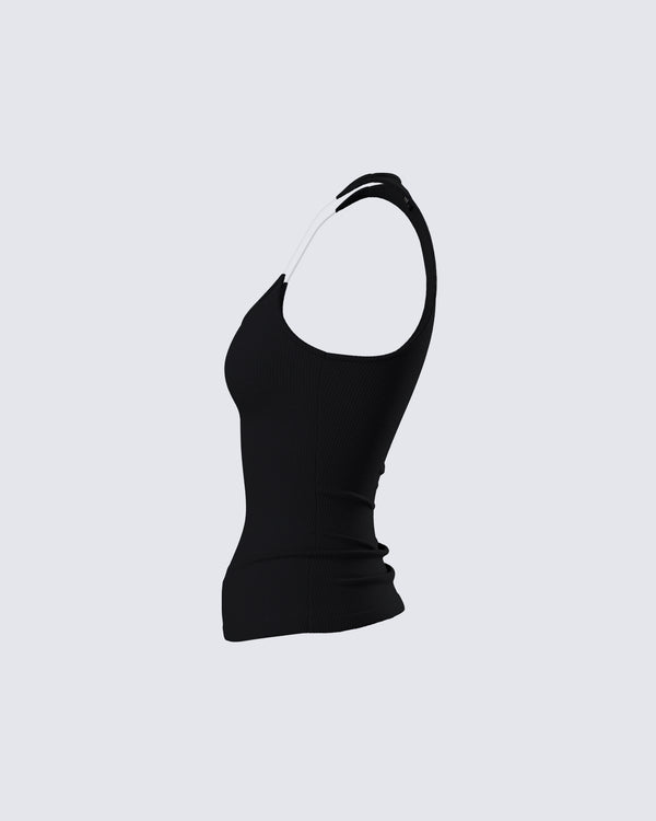 Finesse Jazlyn Black Invisible Strap Tank Top