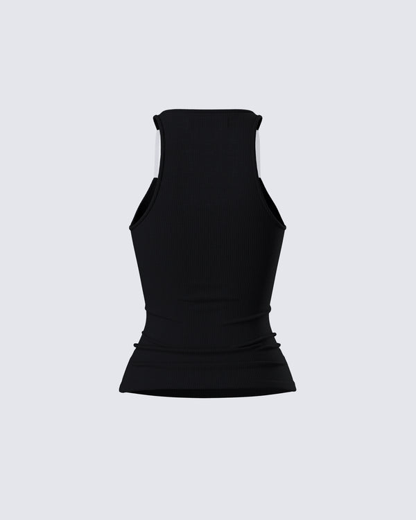 Finesse Jazlyn Black Invisible Strap Tank Top