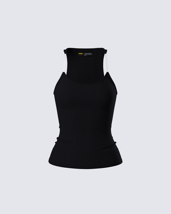finesse Jazlyn Black Invisible Strap Tank Top