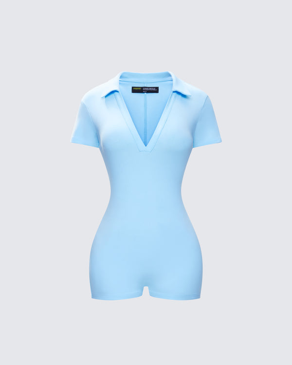 finesse Jeane Marie Blue Mini Rib Romper