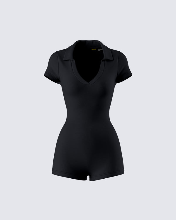 finesse Jeanie Black Knit Romper