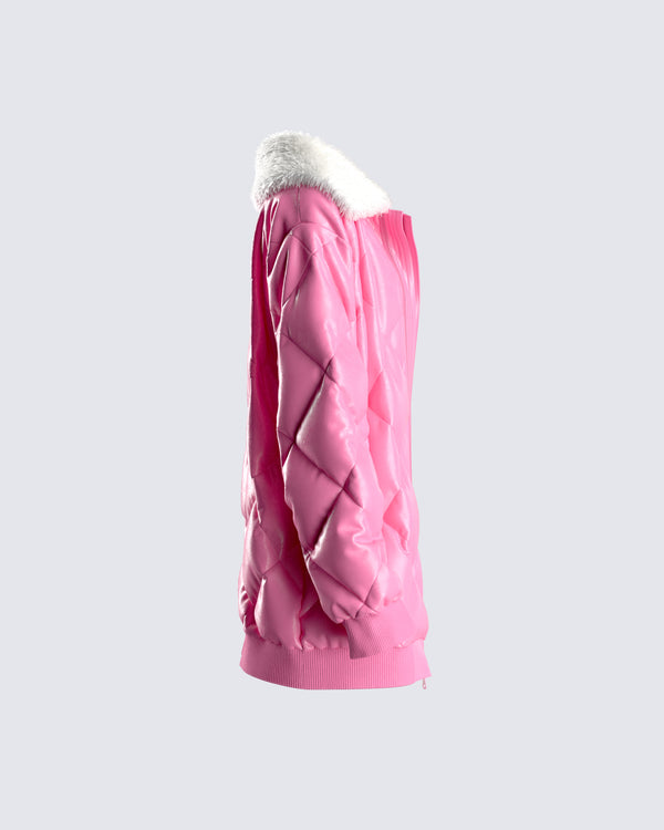 Finesse Jenna Pink Quilted Jacket