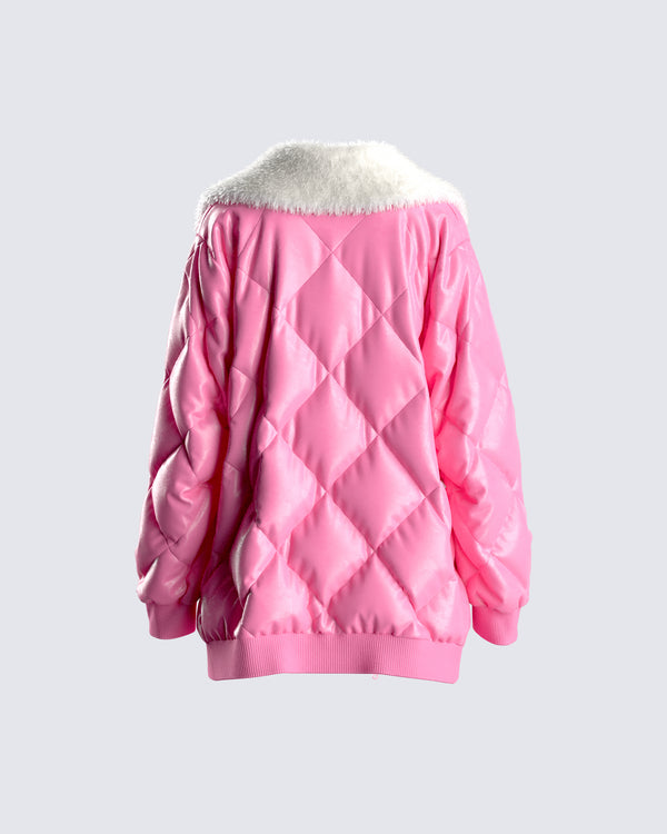 Finesse Jenna Pink Quilted Jacket