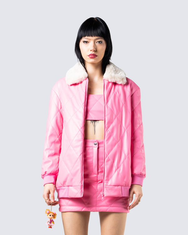 Finesse Jenna Pink Quilted Jacket