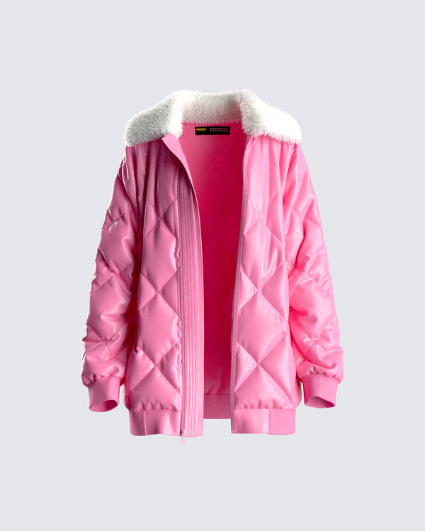 finesse Jenna Pink Quilted Jacket