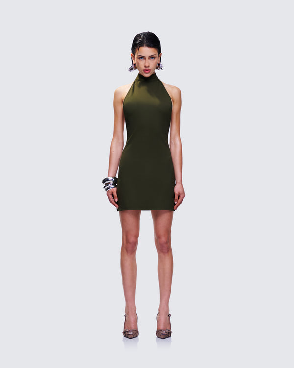 Finesse Jess Olive Halter Dress