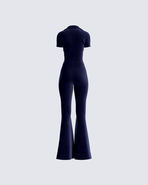 Finesse Joanna Navy Flared Jumpsuit