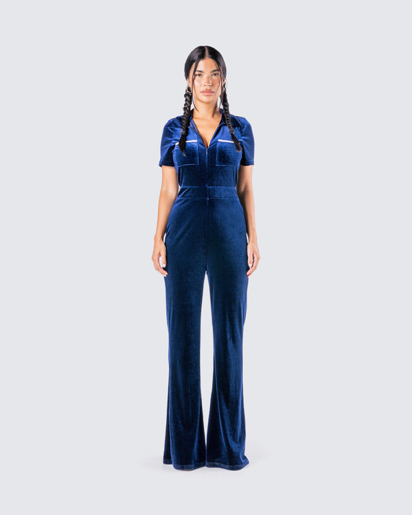 Finesse Joanna Navy Flared Jumpsuit