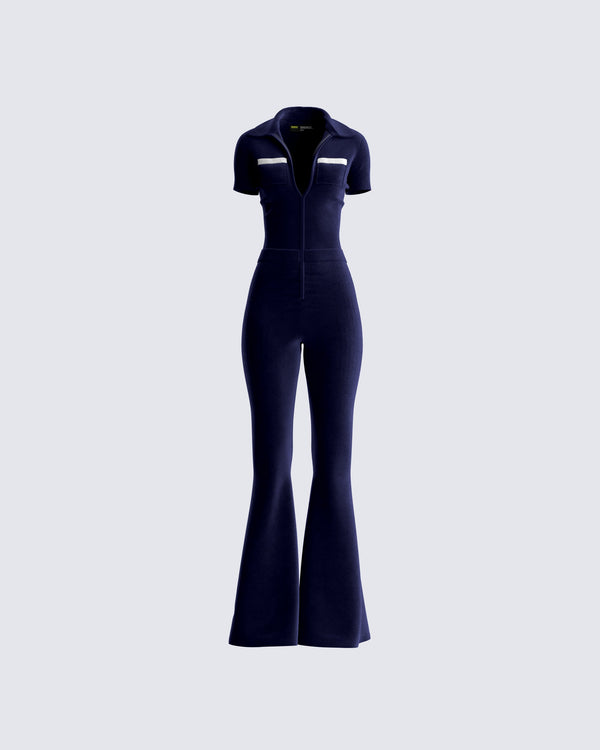 finesse Joanna Navy Flared Jumpsuit
