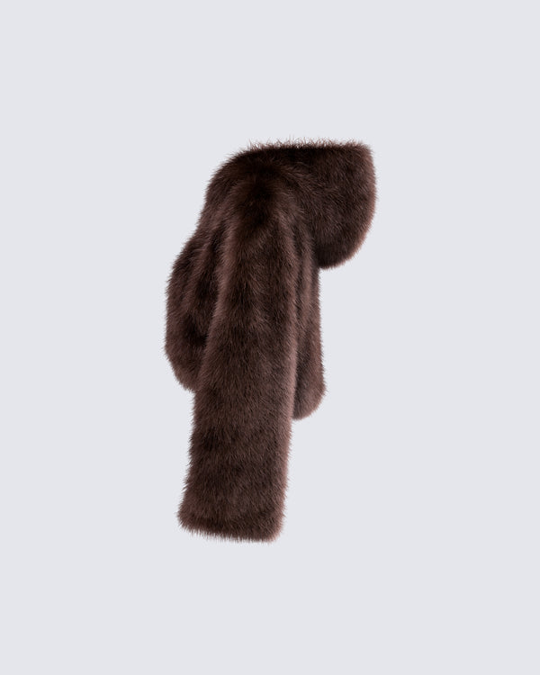 Finesse Joaquina Brown Fur Cropped Coat