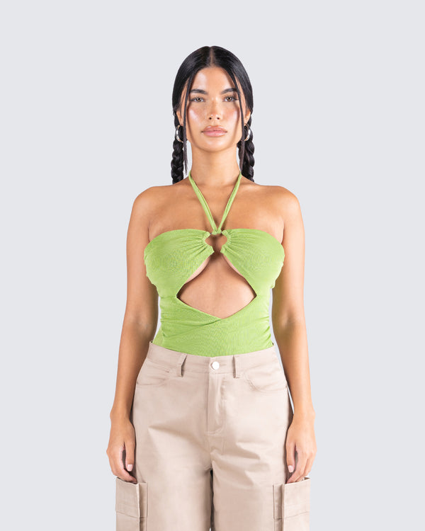 Finesse Jolene Green Cropped Top