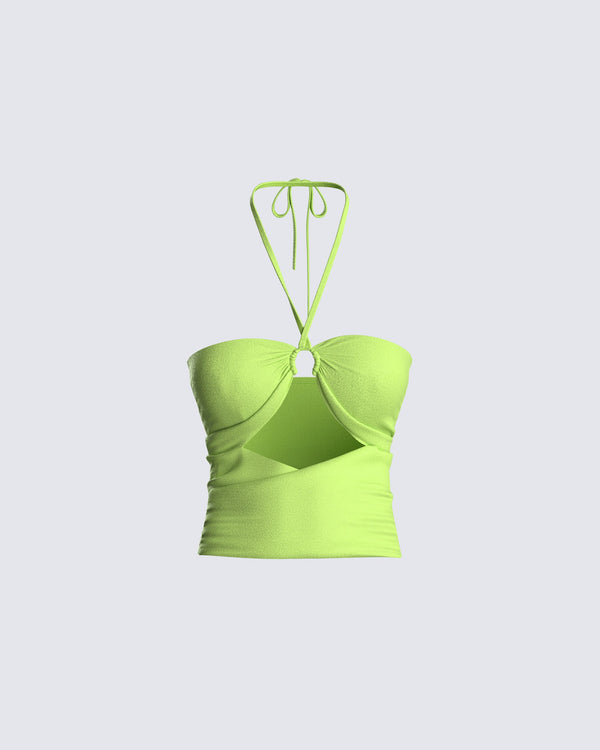 finesse Jolene Green Cropped Top