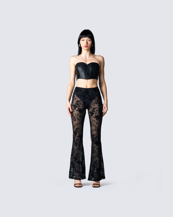 Finesse Jonas Black Sheer Flocked Pant