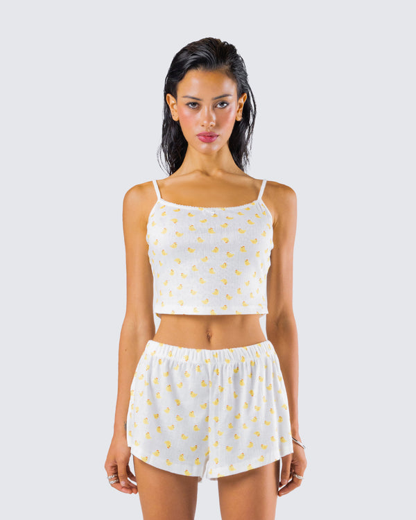 Finesse Jordana Ivory Duck Print Camisole Top
