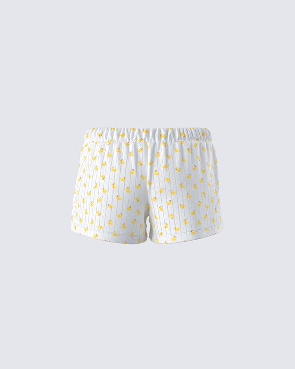 Finesse Jordana Ivory Duck Print Short