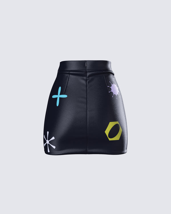 Finesse Jordy Black Vegan Leather Skirt