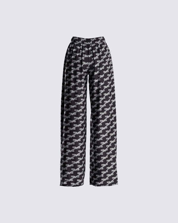 Finesse Joy Logo Print High Waist Pant