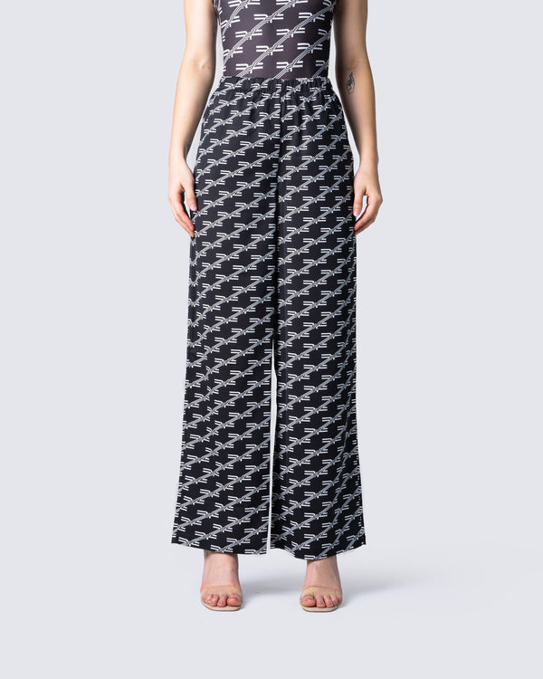 Finesse Joy Logo Print High Waist Pant